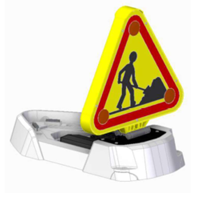 Triunghi semnalizare LED rabatabil electric cu prindere pe bara in 3 puncte si fixare adeziva